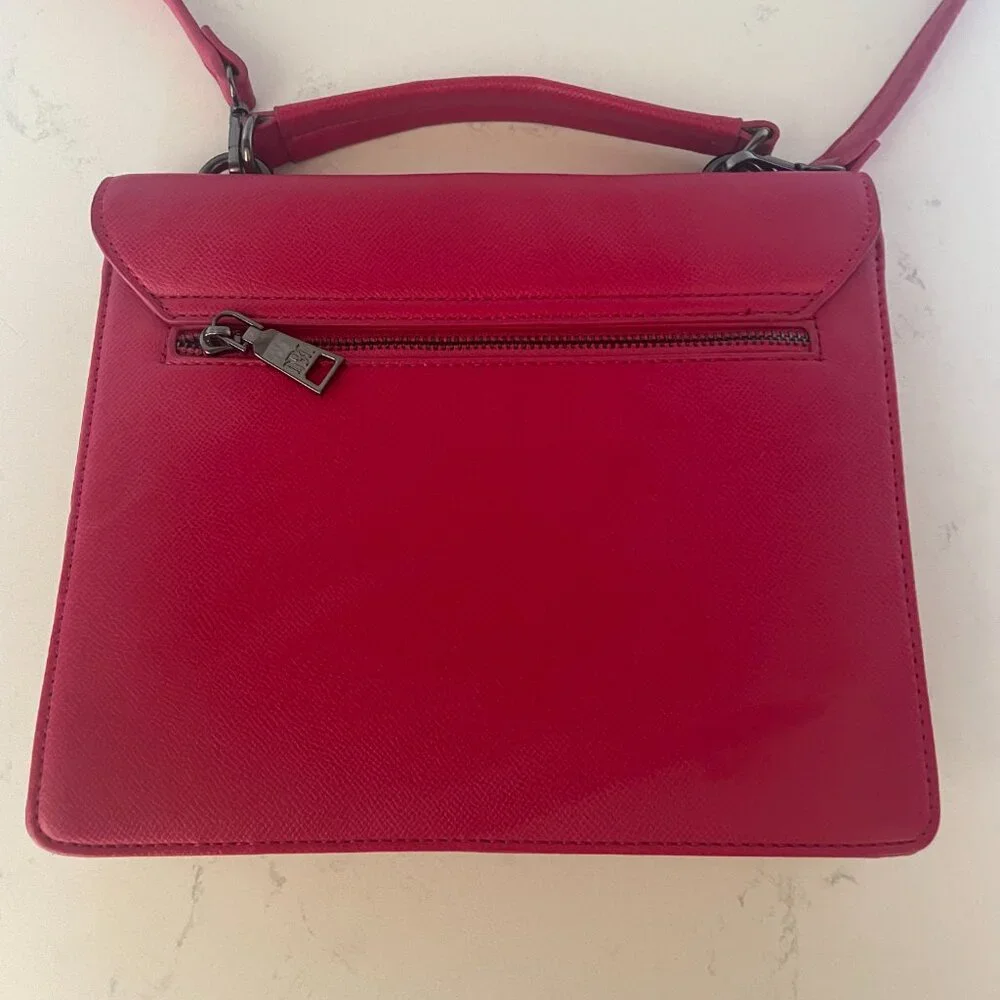Badgley Mischka Pink Vegan Leather Top Handle Satchel, Removable Shoulder Strap‎
